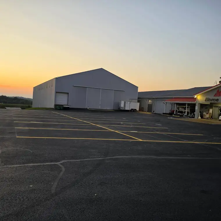 Sealed lot at sunset above the Ohio Valley